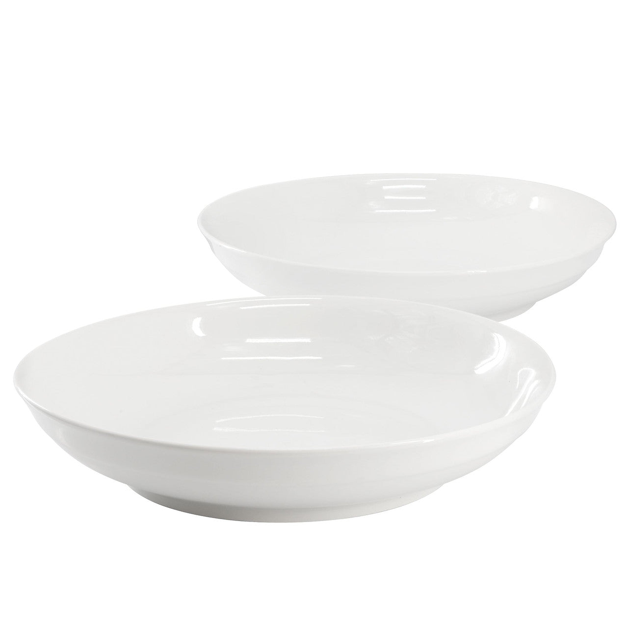 Minimal White Ceramic Serving Bowls - Set of 2-0