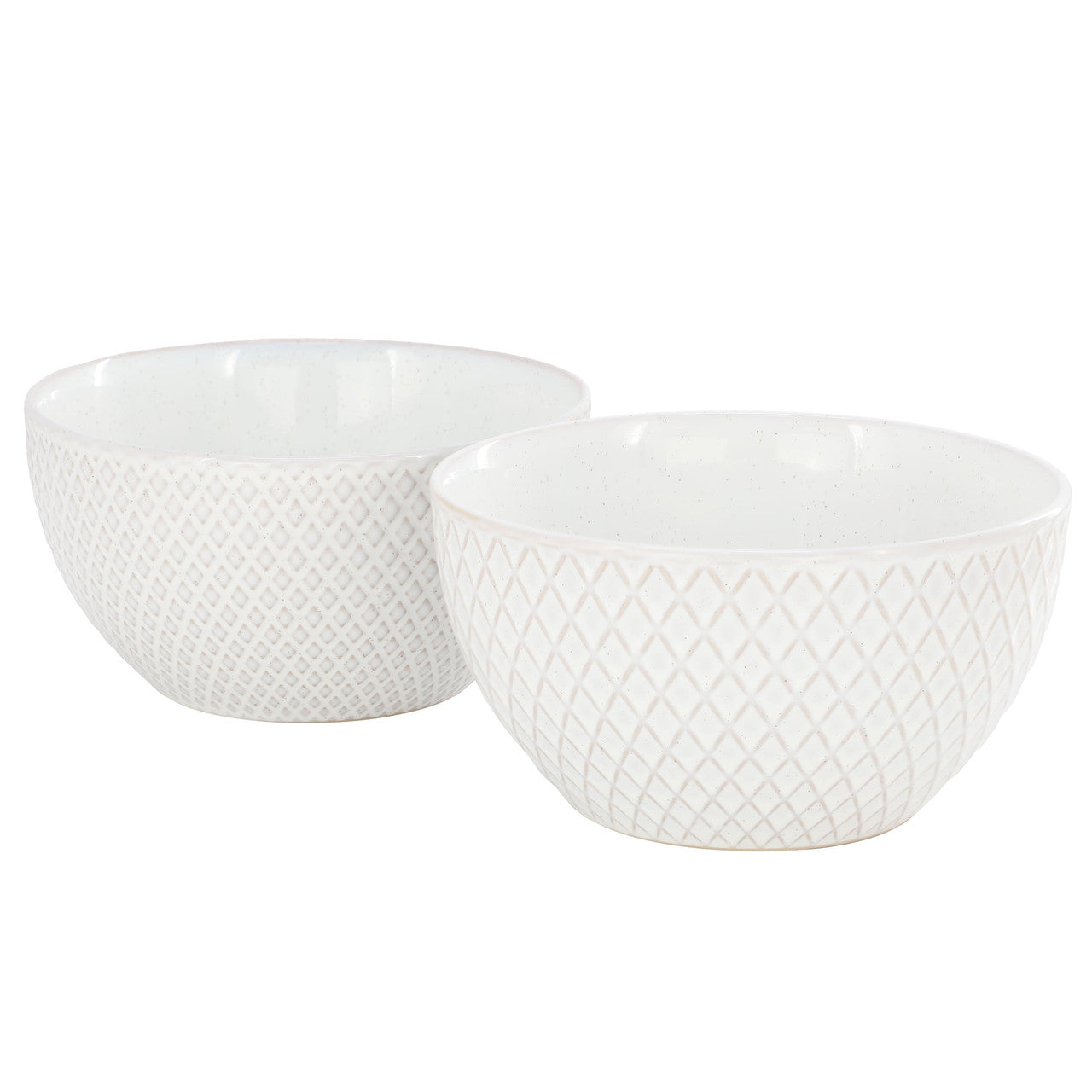 Ribbed Stoneware Breakfast Bowls - Set of 2-0