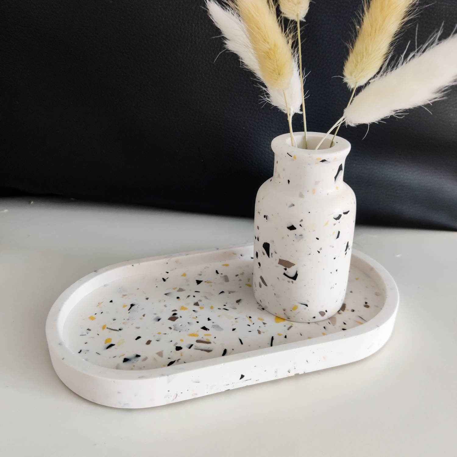 Oval natural terrazzo trinket tray-4