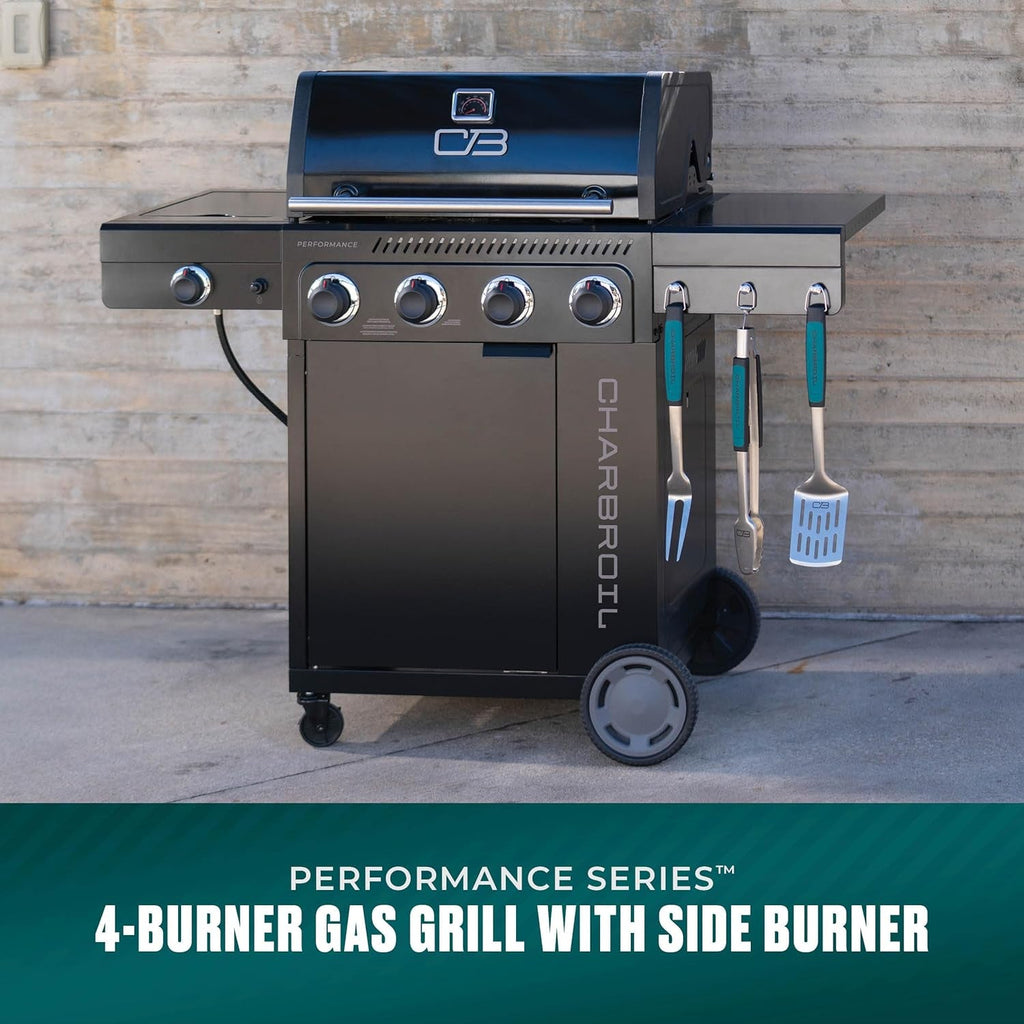 Black 4Burner Gas Grill Cabinet With Extra Storage Space
