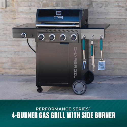 Black 4Burner Gas Grill Cabinet With Extra Storage Space