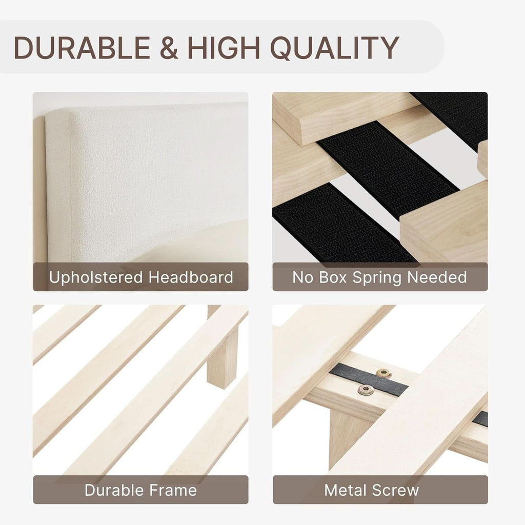 Queen Size Luxurious Upholstered Platform Bed Frame