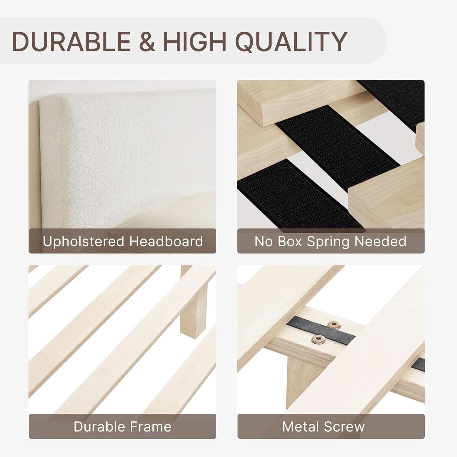 Queen Size Luxurious Upholstered Platform Bed Frame