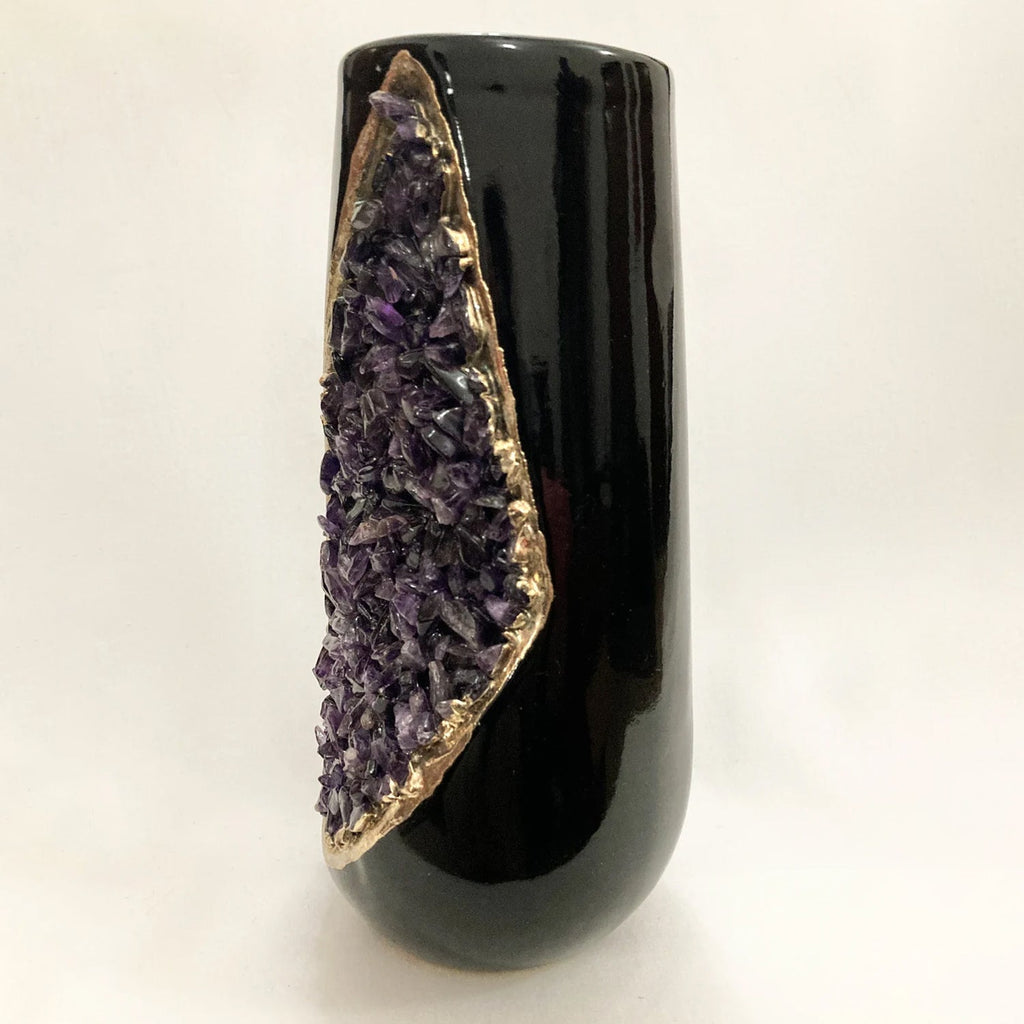Set of 2 Black Ceramic Vases-1