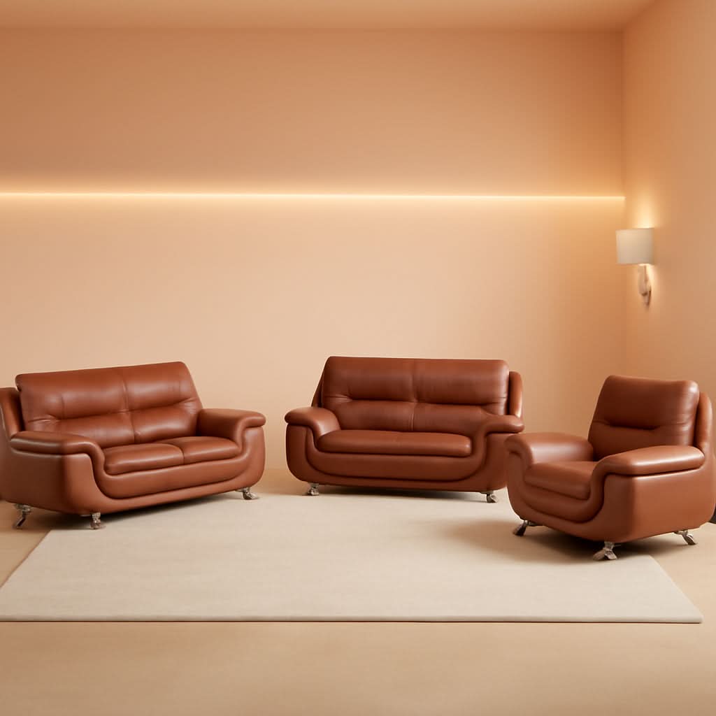 Faux Leather Sofa Set 3 Piece Living Room Furniture-0
