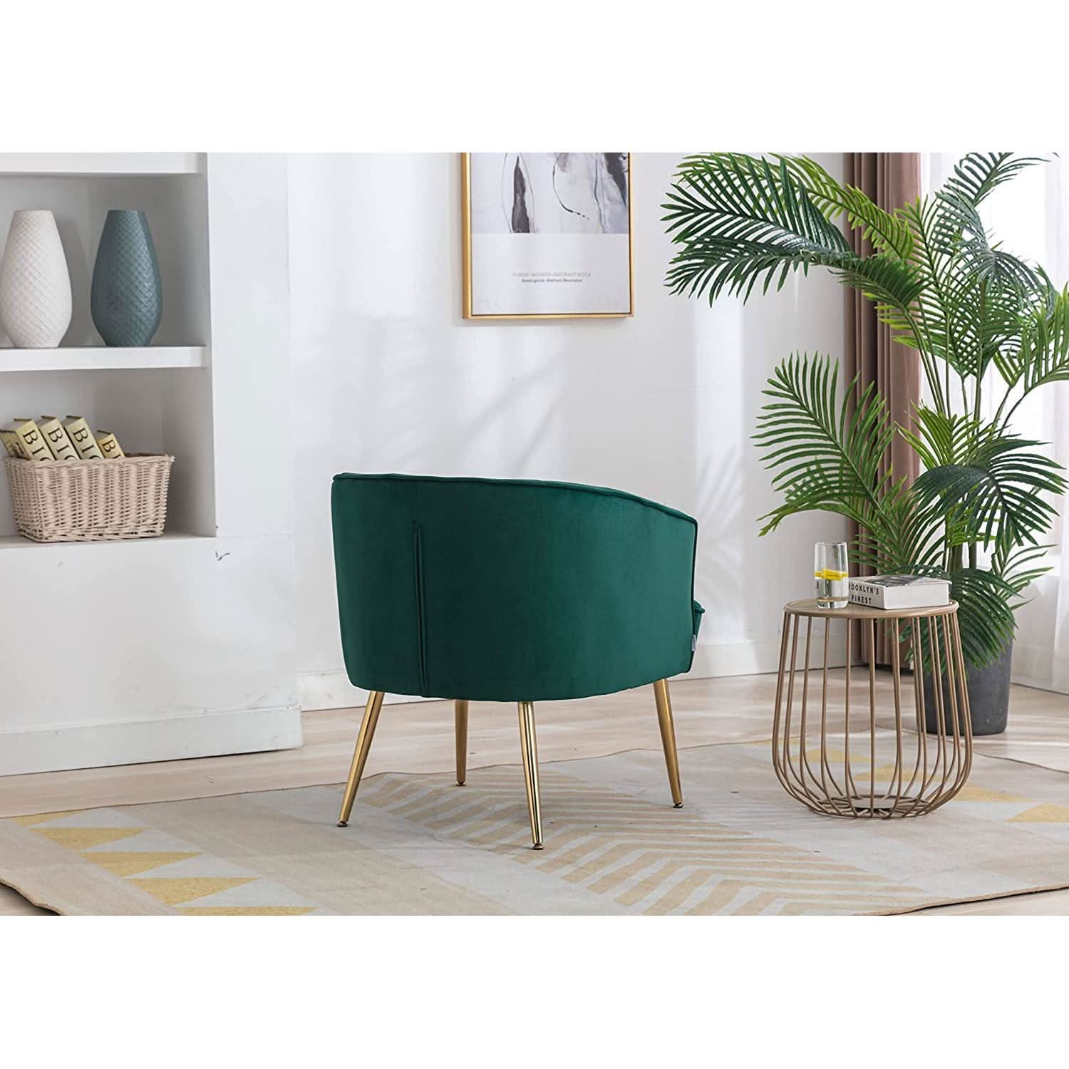Green Velvet Accent Chair With Gold Legs For Living Room Furniture-4