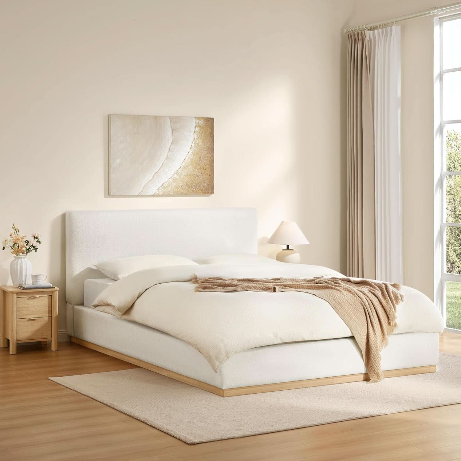 Queen Size Luxurious Upholstered Platform Bed Frame