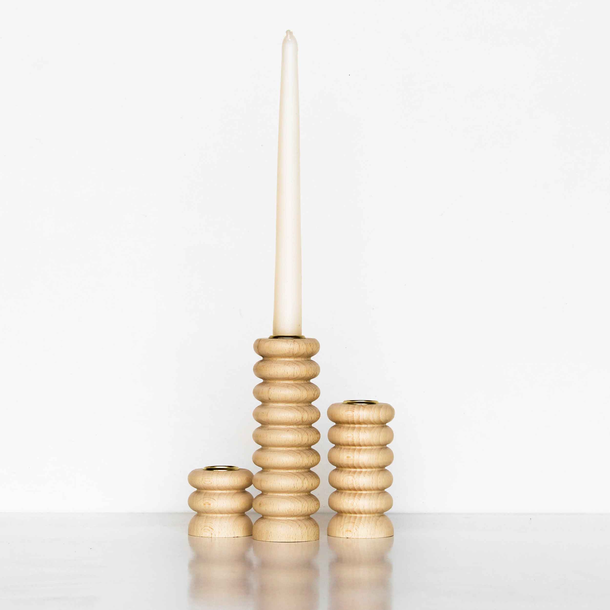 Totem Wooden Candle Holder - Natural-2