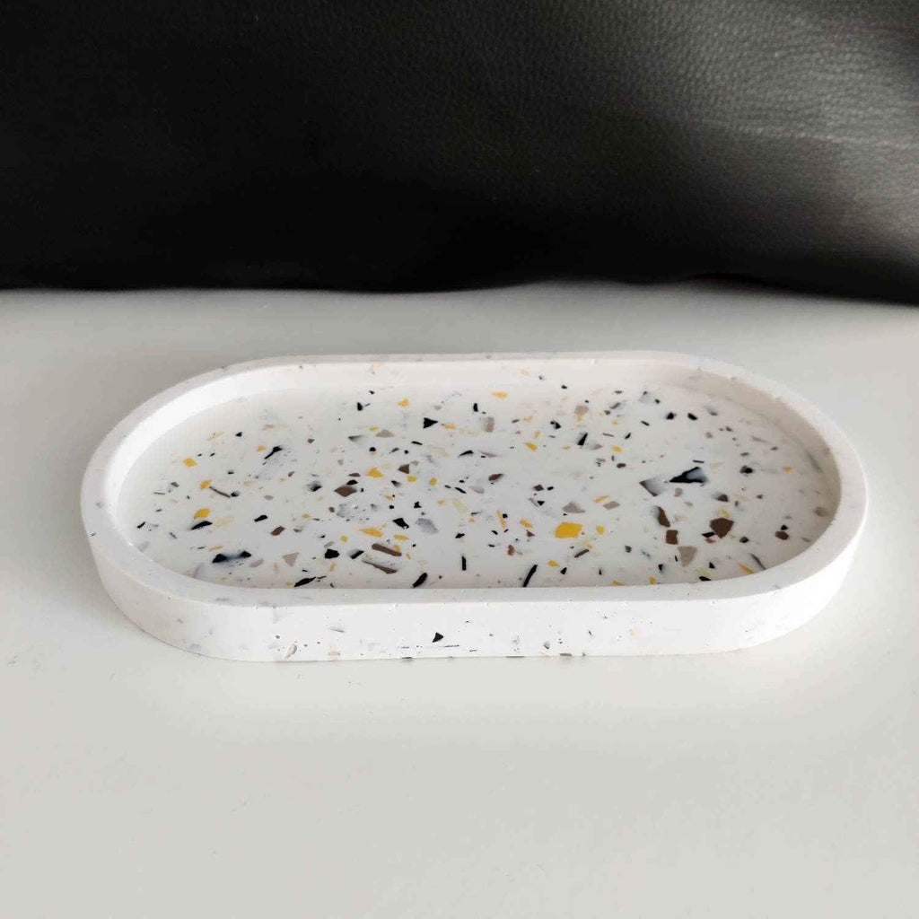 Oval natural terrazzo trinket tray-2