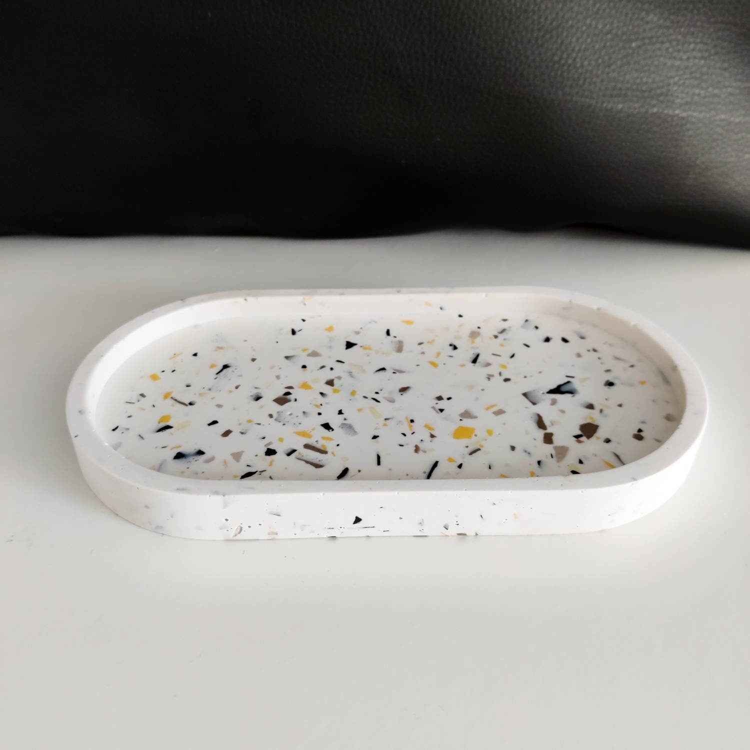 Oval natural terrazzo trinket tray-2