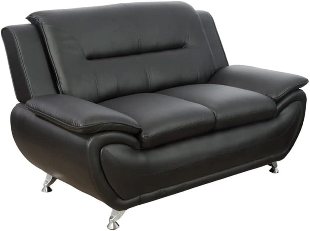 Leather Sofa and Loveseat Set for Living Room Black Leather Furniture-2