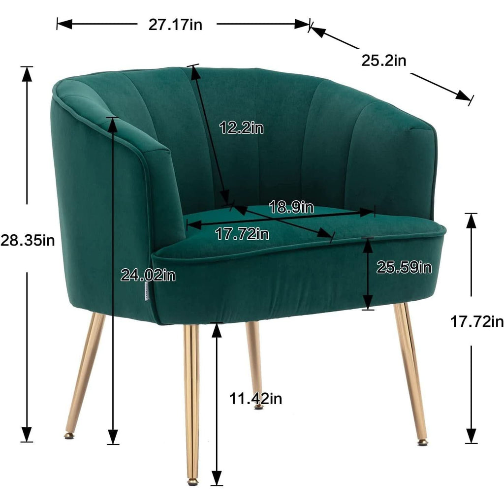 Green Velvet Accent Chair With Gold Legs For Living Room Furniture-2