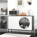 Sideboard Cabinet with Tempered Glass Door for Living Room Dining Room Kitchen-White-0
