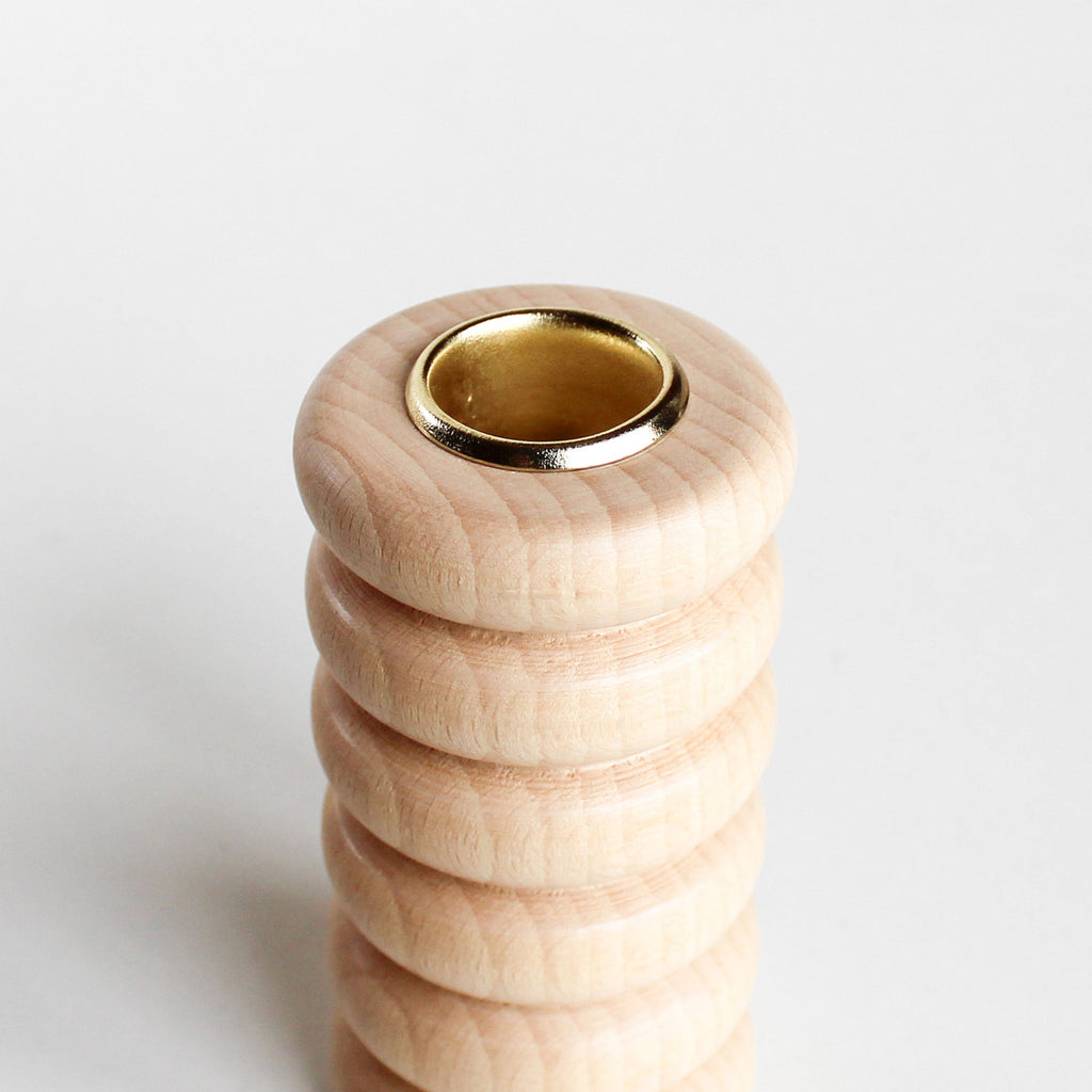 Totem Wooden Candle Holder - Natural-1