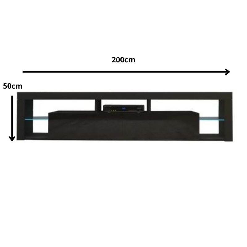 Modern TV Cabinet Living Room Furniture 200cm Black-1