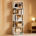 Five Tier Bookshelf White Bookcase Living Room Furniture-0