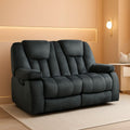 Grey Extra Wide Loveseat Recliner Sofa For Two Cup Holders