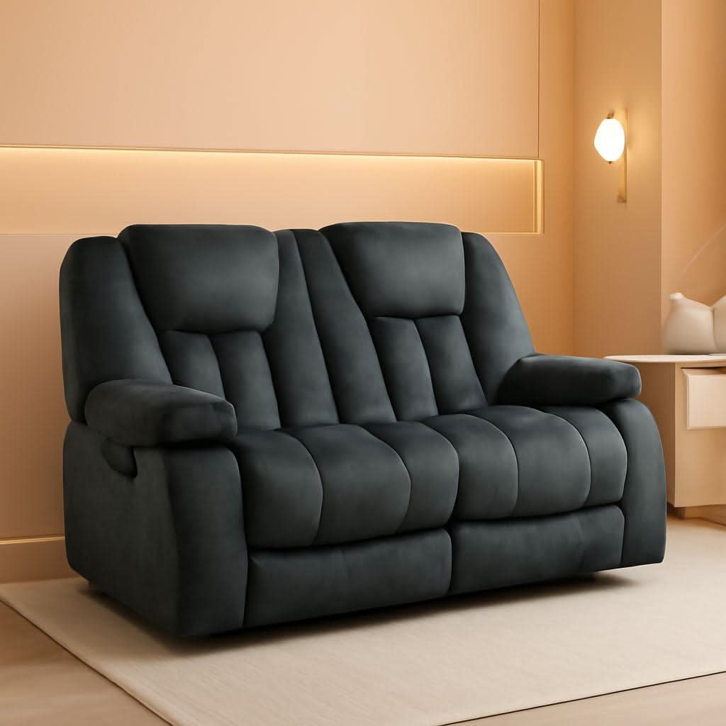 Grey Extra Wide Loveseat Recliner Sofa For Two Cup Holders