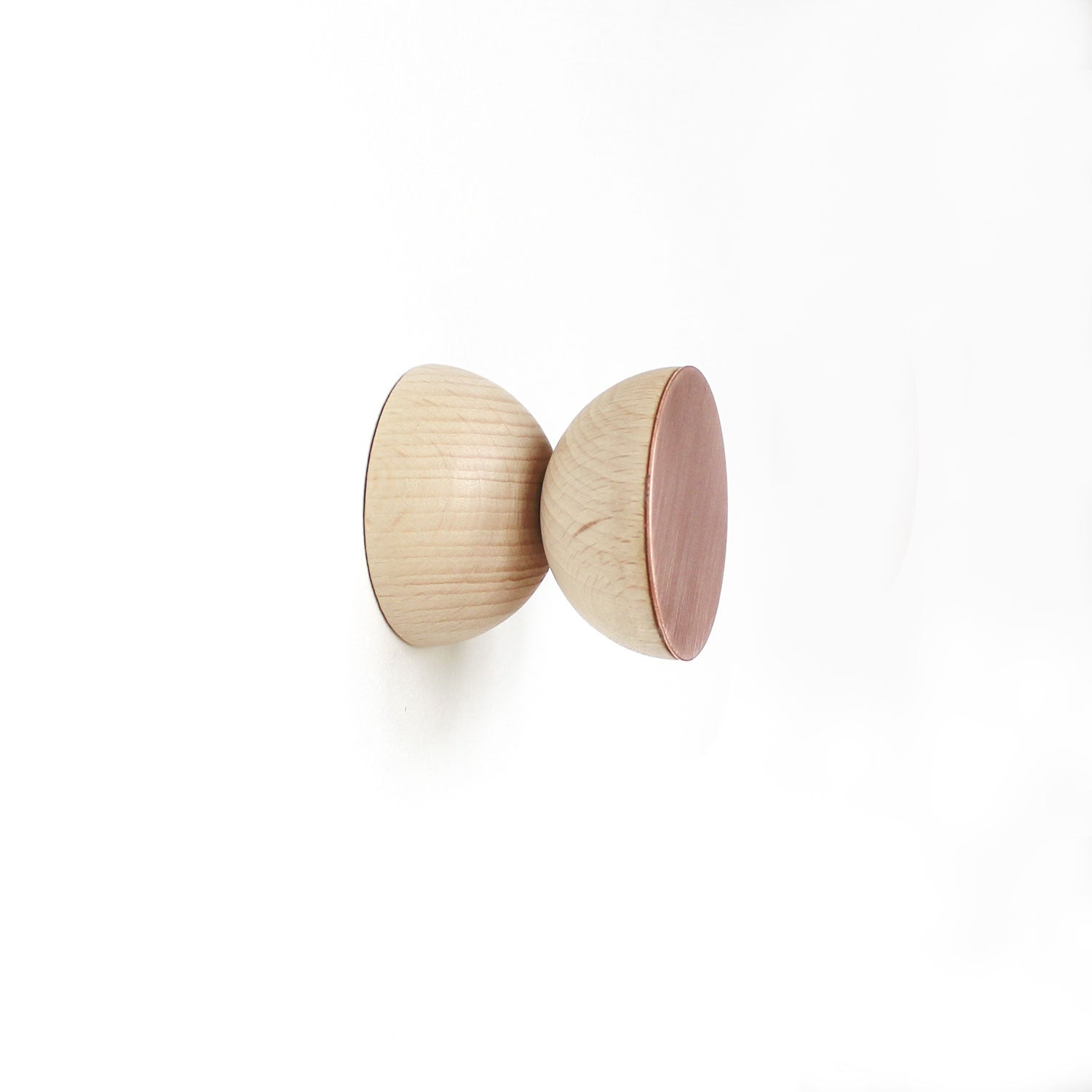 Geometric Beech Wood & Copper Wall Mounted Coat Hook / Knob-0