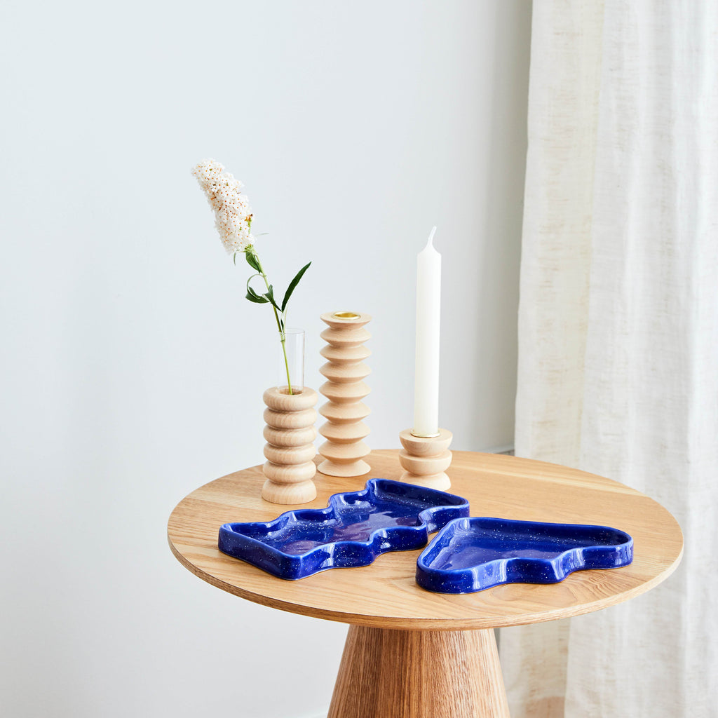 Ceramic Wave Tray - Speckled Blue-3