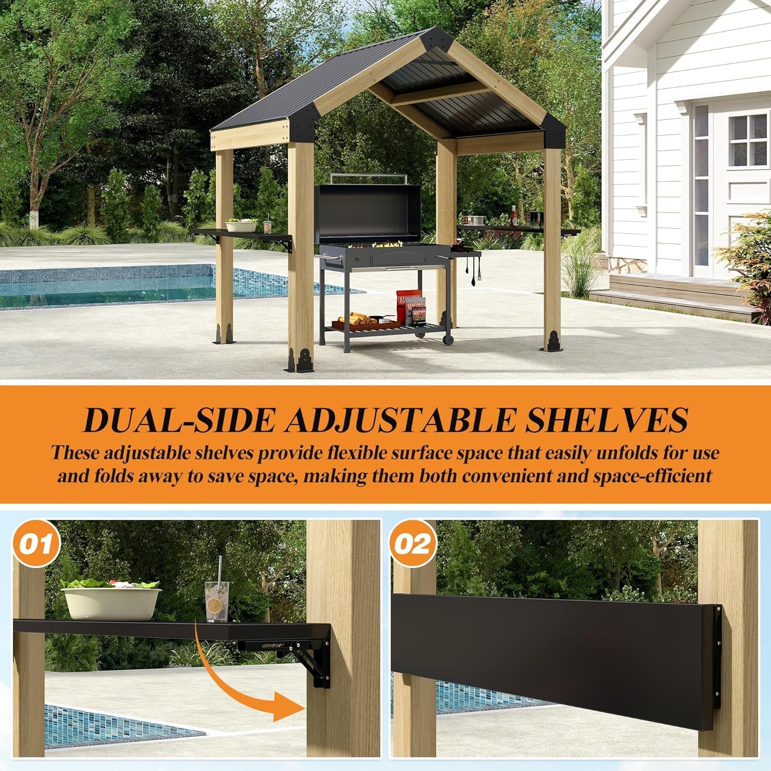 Outdoor Grill Gazebo Featuring Hardtop 7.7x5.7 Feet