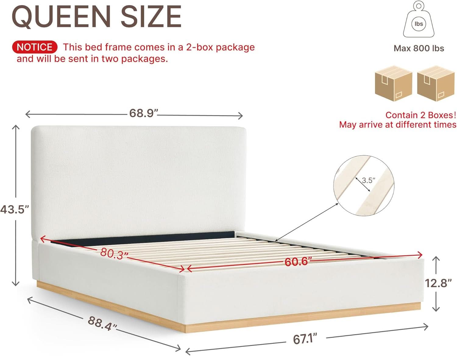 Queen Size Luxurious Upholstered Platform Bed Frame