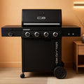 Black 4Burner Gas Grill Cabinet With Extra Storage Space