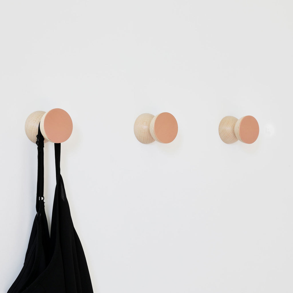 Geometric Beech Wood & Copper Wall Mounted Coat Hook / Knob-3