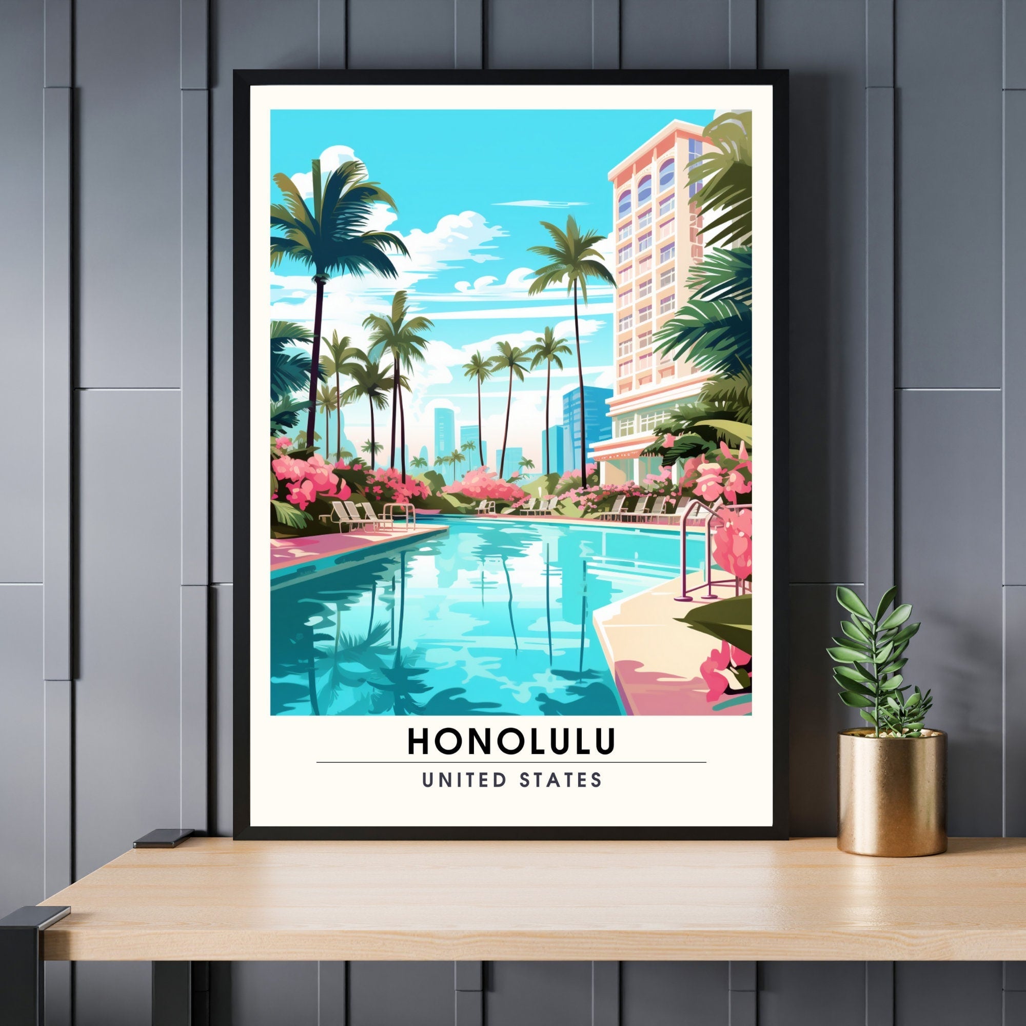 Impression Honolulu | Impression de voyage Honolulu | Poster Hawaï-0