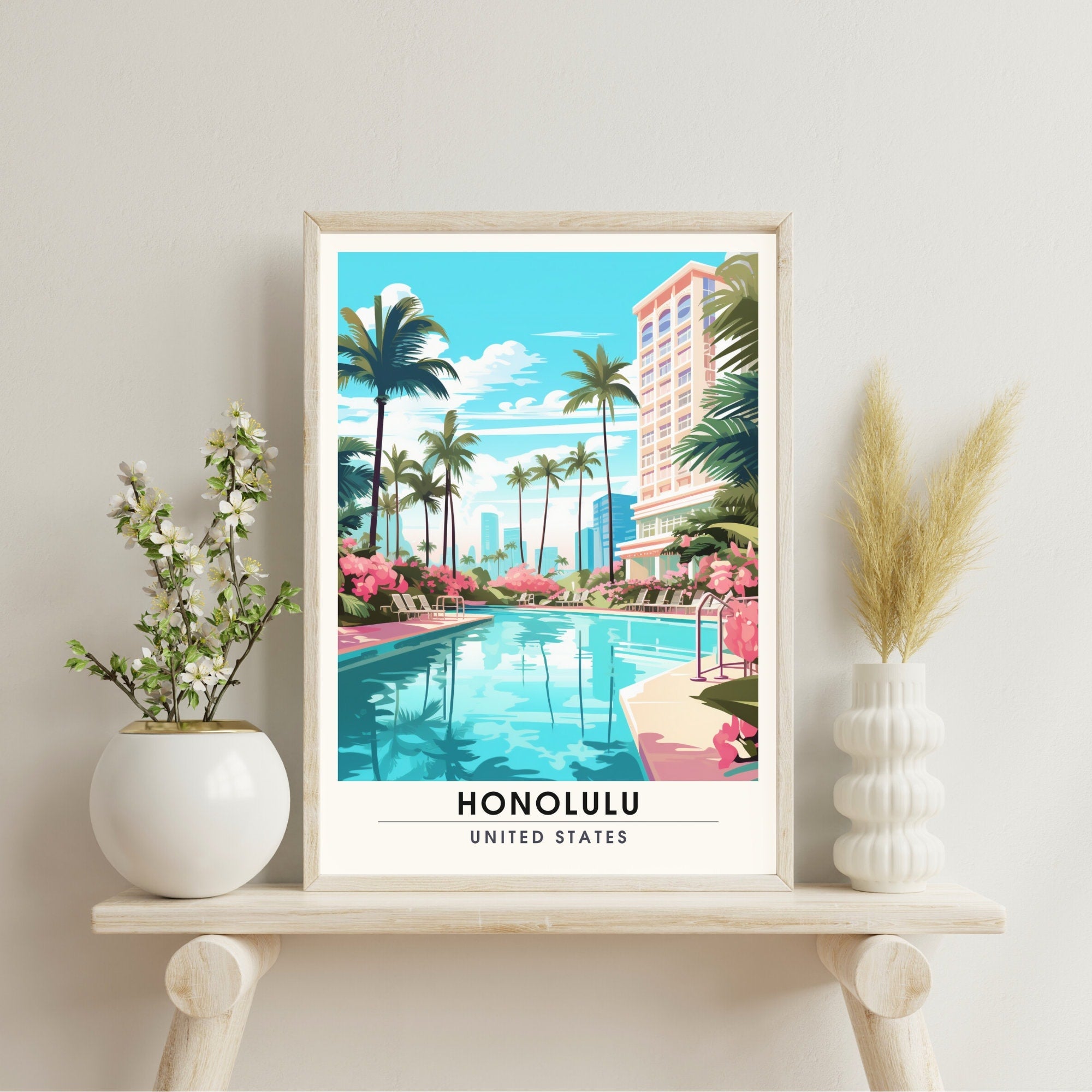 Impression Honolulu | Impression de voyage Honolulu | Poster Hawaï-4