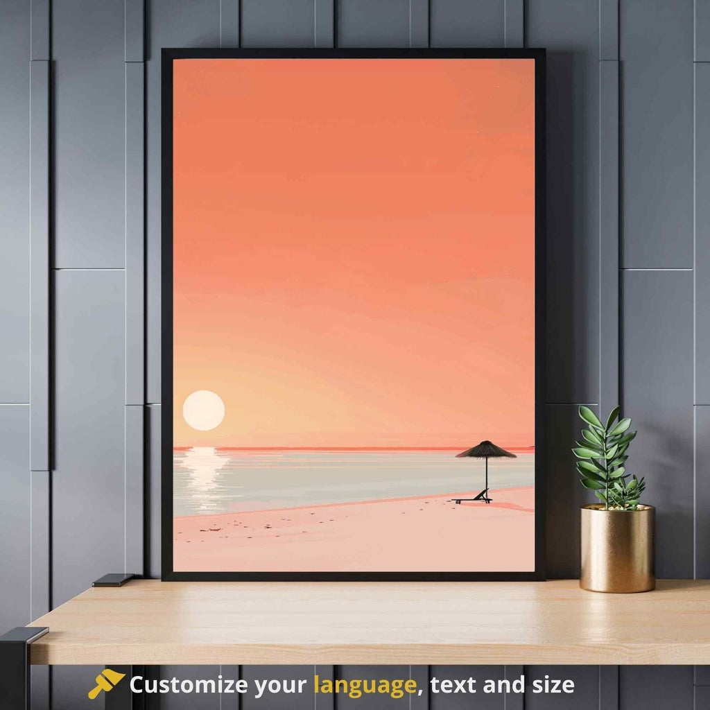 Affiche plage  - Affiche Minimaliste plage - Affiche coucher de soleil-1
