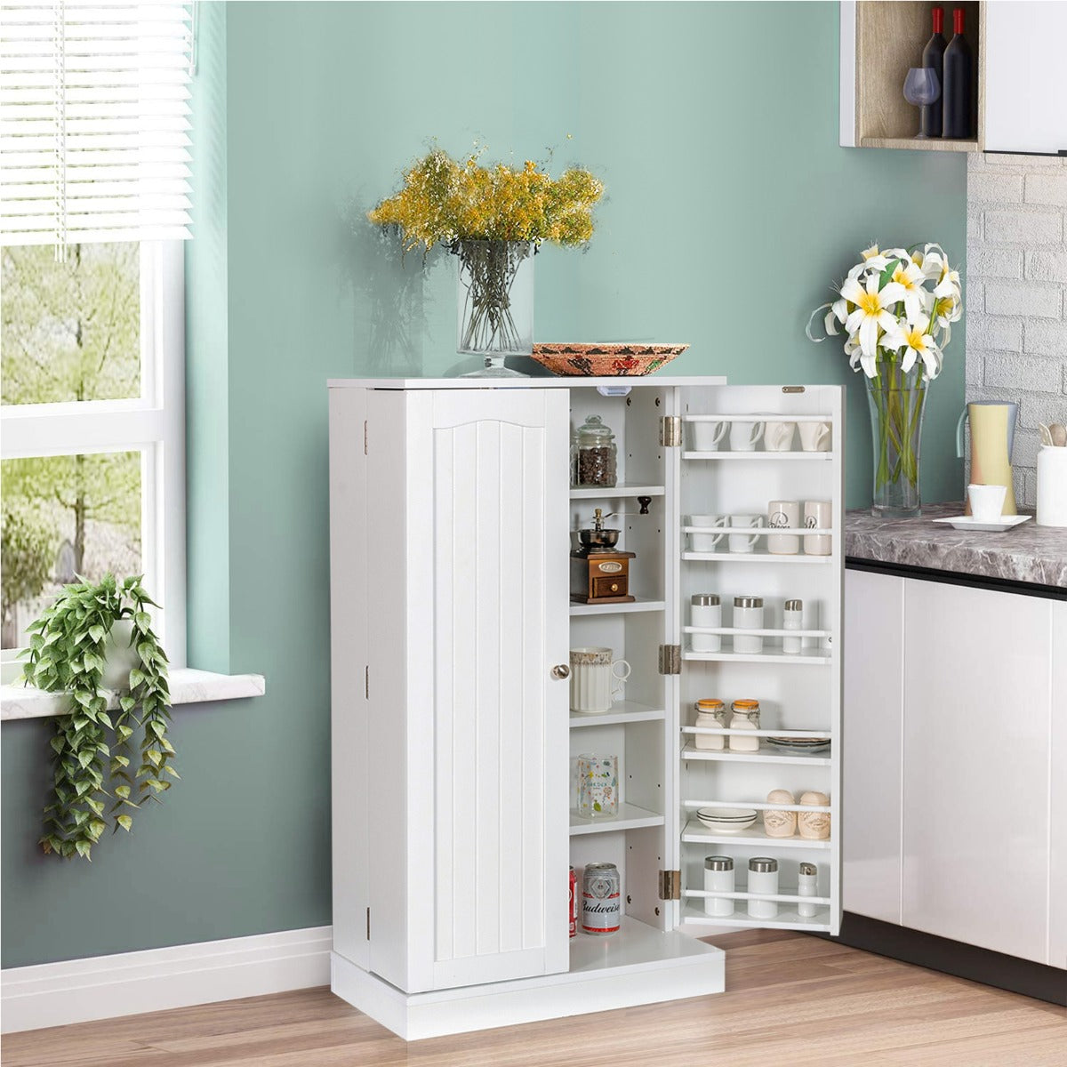 NNECW 17-Tier Buffet Cupboard for Dining Room, Living Room & Entryway-0