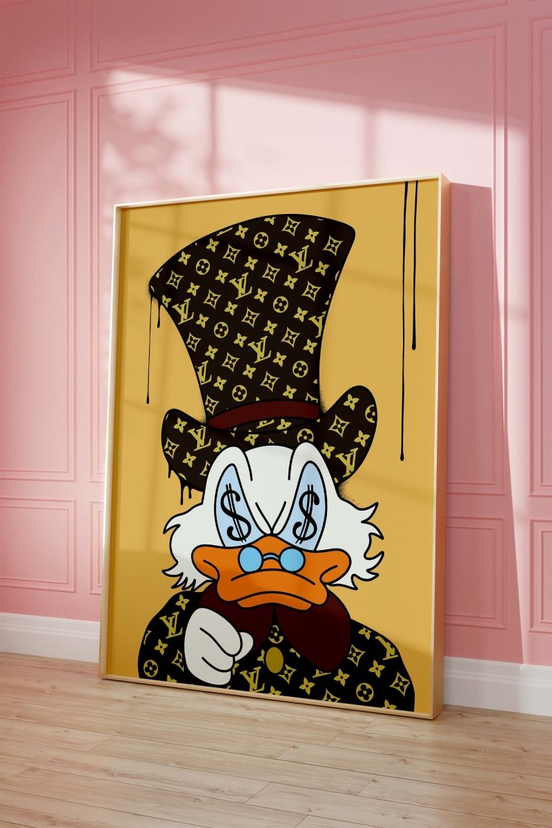 Luxury Duck Cartoon Poster · Money Eyes Design · Pop Art Illustration · Street Art Style · Moderne Wandkunst · Print ohne Rahmen-2