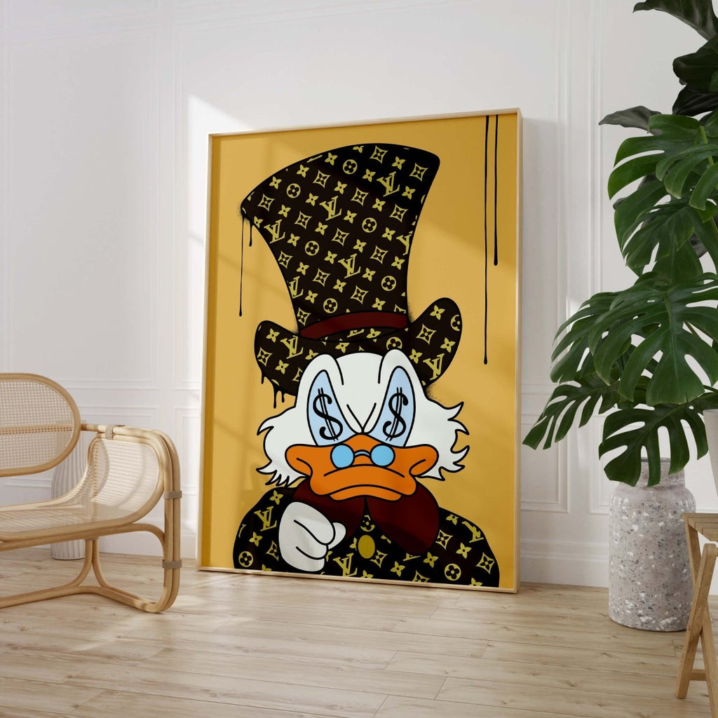 Luxury Duck Cartoon Poster · Money Eyes Design · Pop Art Illustration · Street Art Style · Moderne Wandkunst · Print ohne Rahmen-1