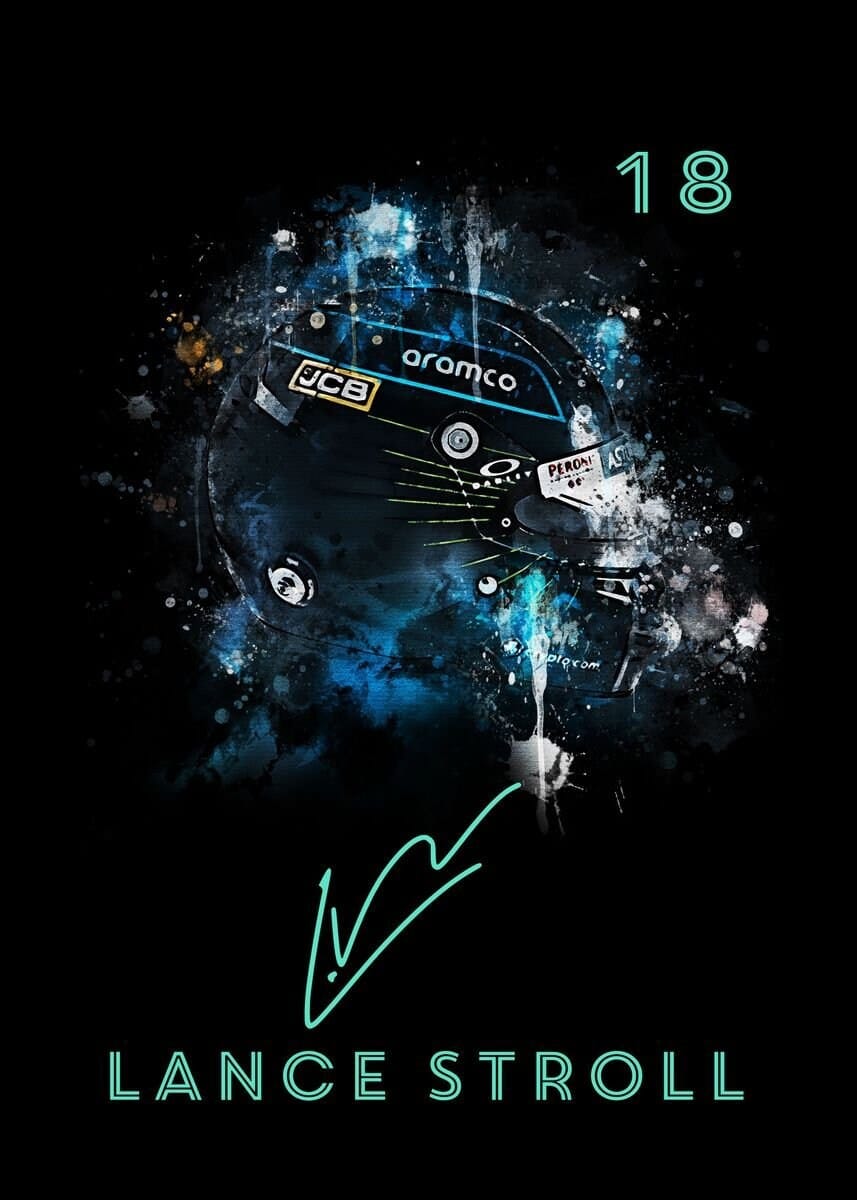 Poster Formel 1 Helm Aquarell Rennfahrer Name Unterschrift Rennnummer · Deko Print ohne Rahmen-4