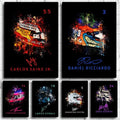 Poster Formel 1 Helm Aquarell Rennfahrer Name Unterschrift Rennnummer · Deko Print ohne Rahmen-0