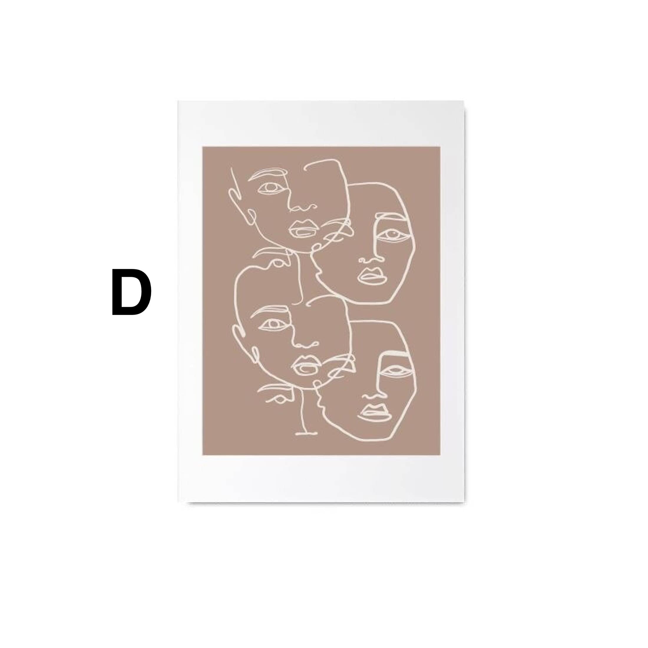 Poster Gesichter Linien und abstrakte Formen als Deko Print ohne Rahmen-5