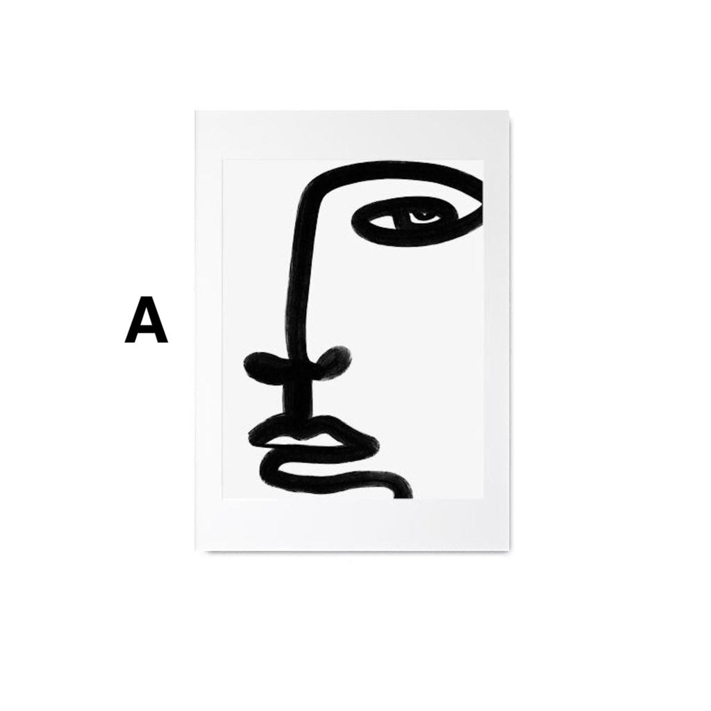 Poster Gesichter Linien und abstrakte Formen als Deko Print ohne Rahmen-2