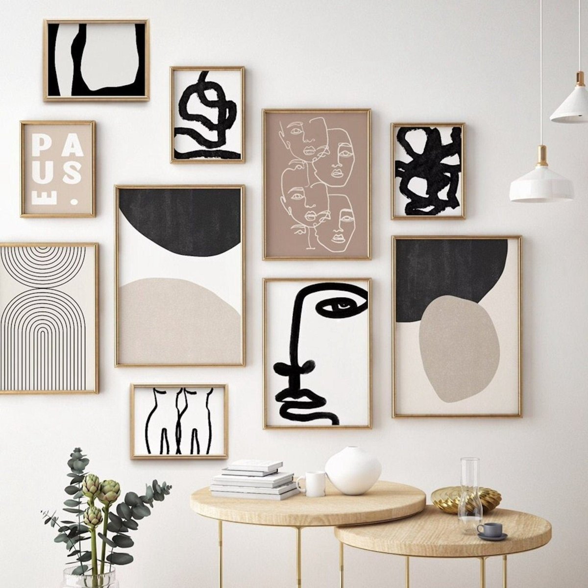 Poster Gesichter Linien und abstrakte Formen als Deko Print ohne Rahmen-1