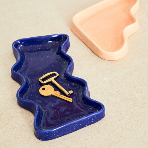 Ceramic Wave Tray - Speckled Blue-1