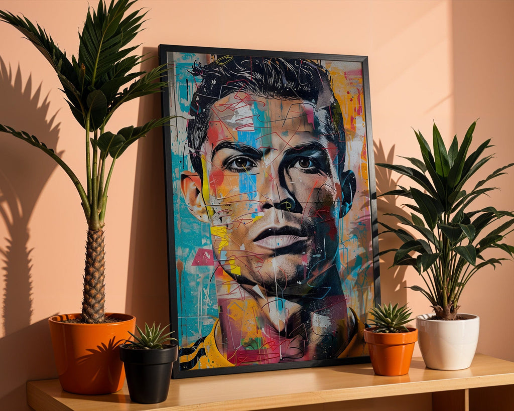 Street Art Fußball Legende Ronaldo · Pop Art Wandbild · Modernes Graffiti Poster ohne Rahmen-1