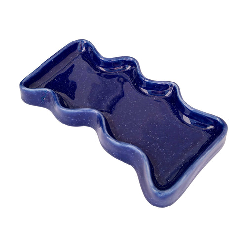Ceramic Wave Tray - Speckled Blue-0