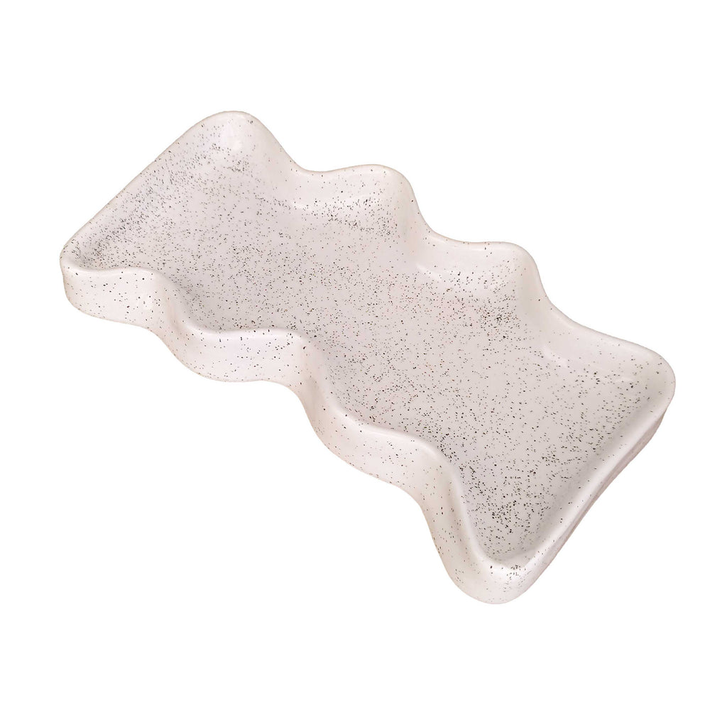 Sculpted Wave Tray – Speckled White-0
