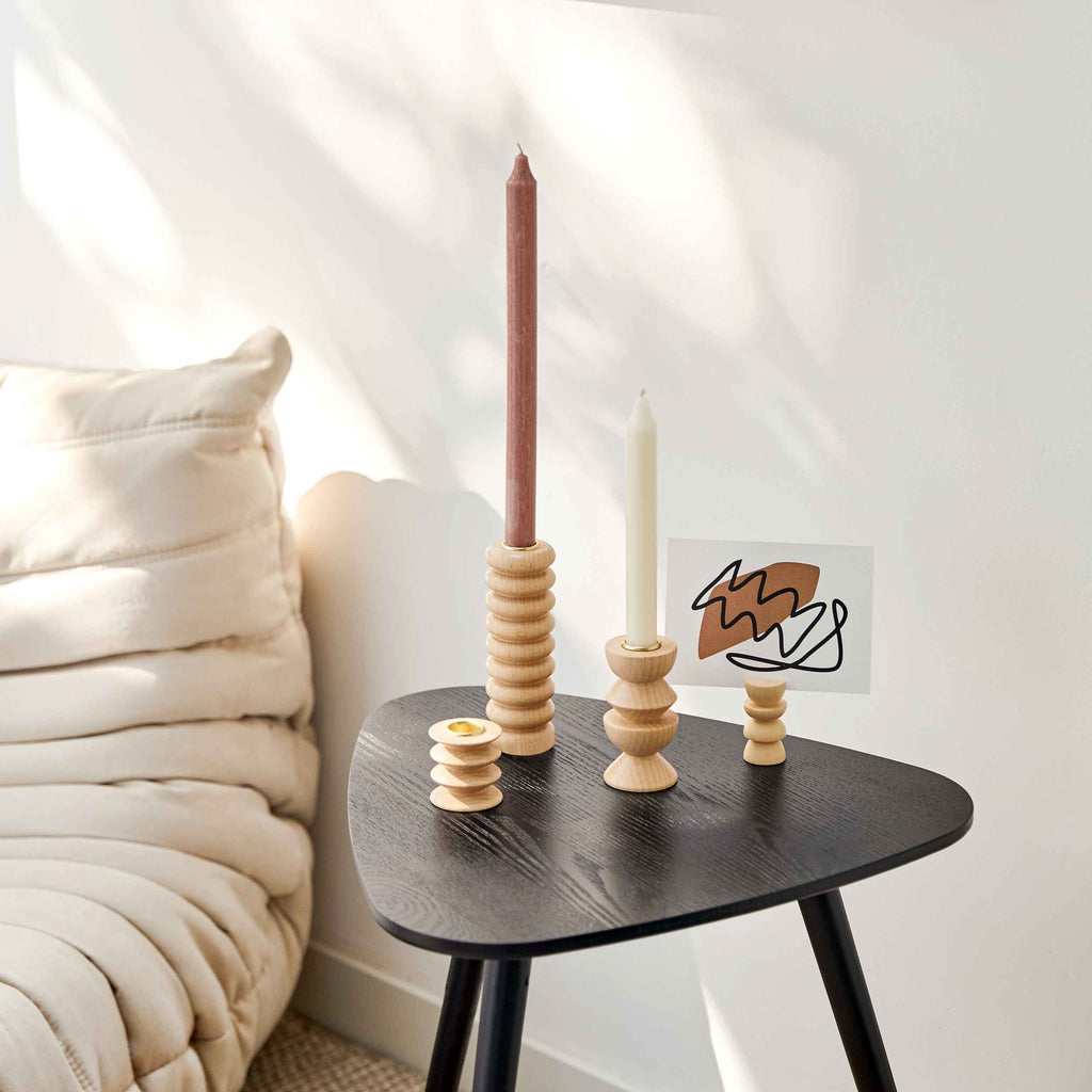 Totem Wooden Candle Holder - Natural-3