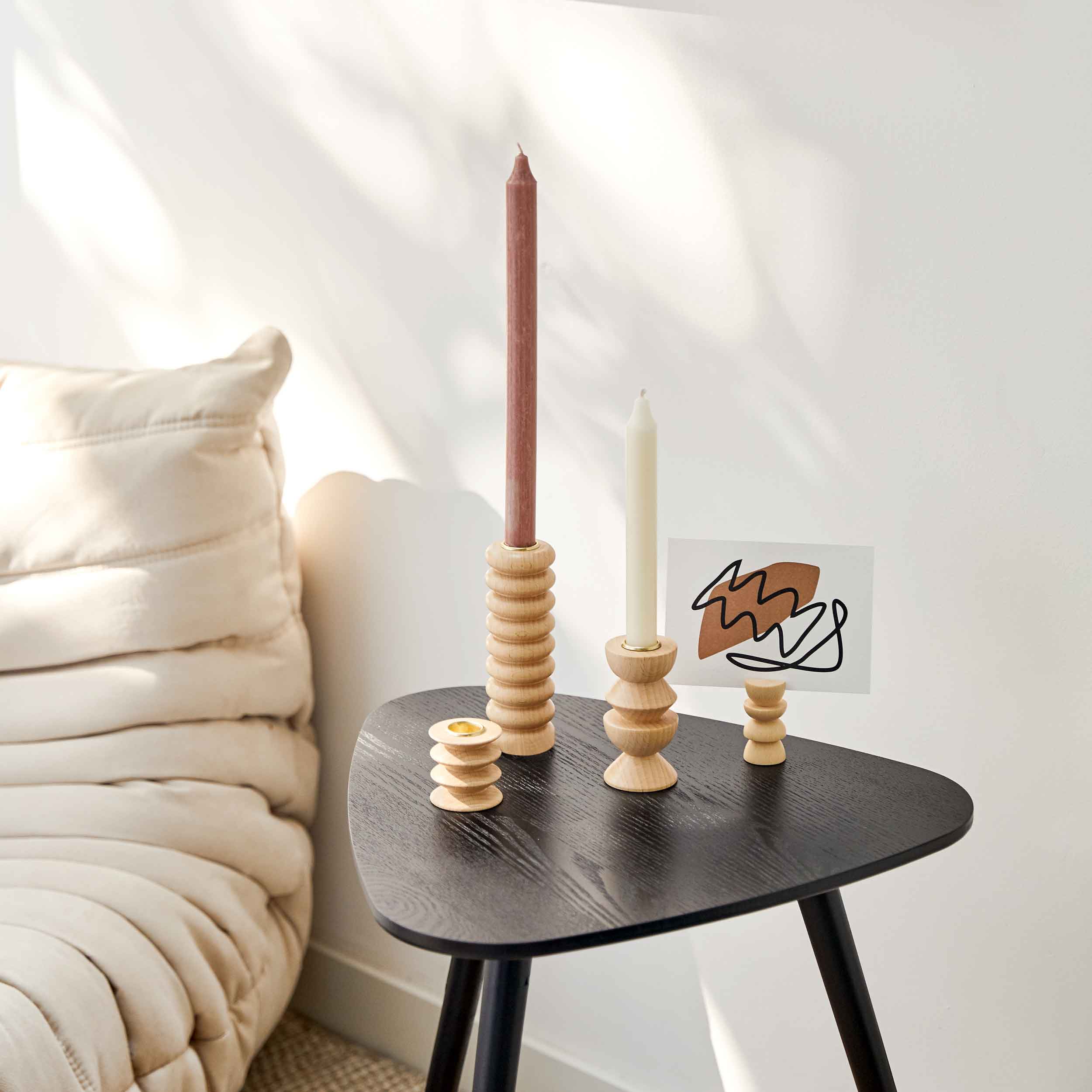 Totem Wooden Candle Holder - Natural-3
